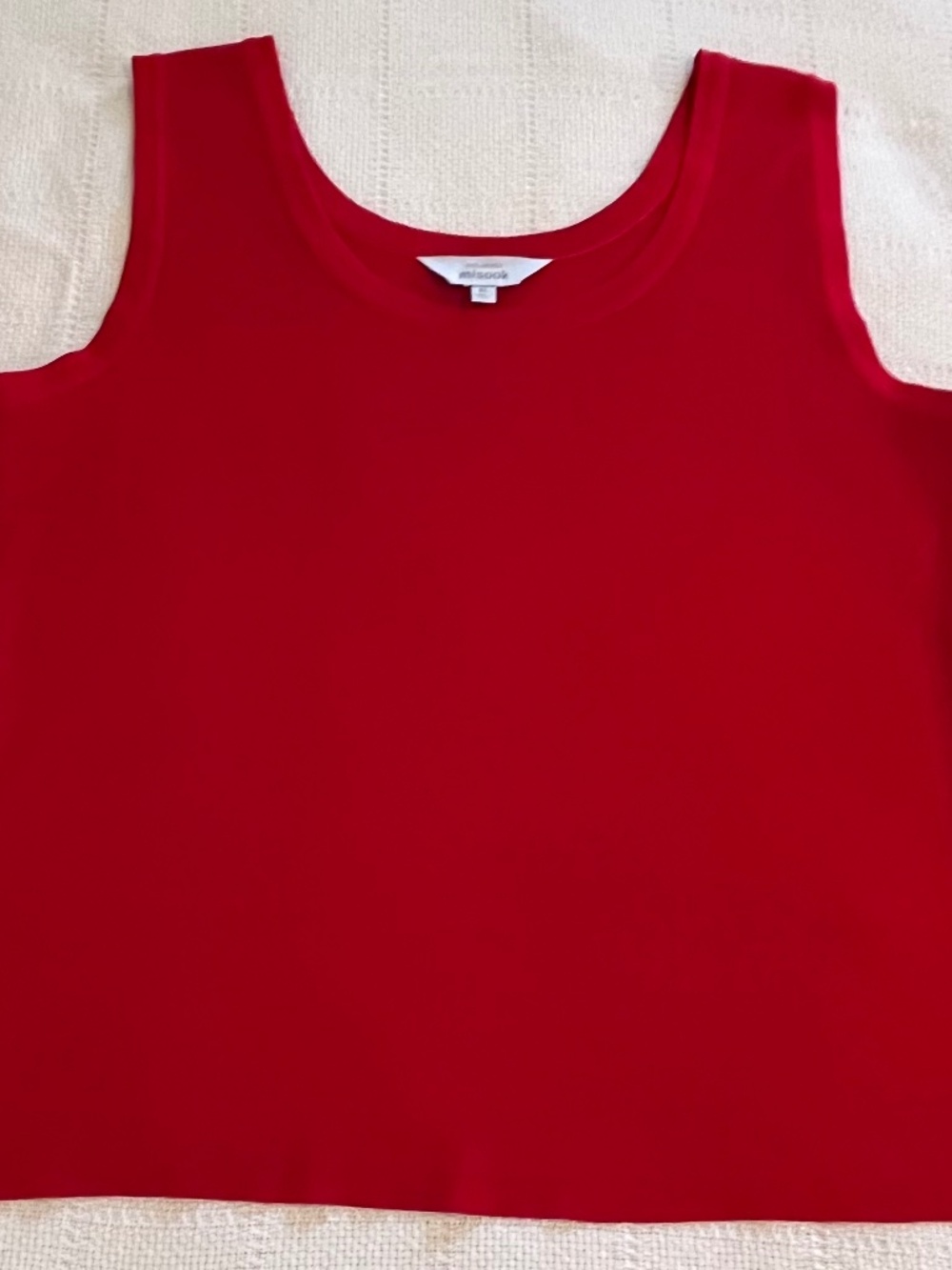 Misook Red Sleeveless Knit Tank Top XL Career Scoop Neck Shell